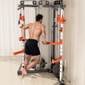 SmartFit C1 Max Multi Functional Cable Crossover Station 130kgs Pin Loaded Machine + Multi Func Bench+7Ft Olympic Barbell + 100kgs Weights | Fitness Equipment Store