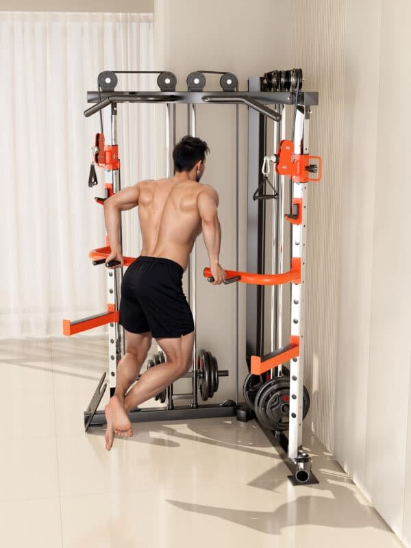 SmartFit C1 Max Multi Functional Cable Crossover Station 130kgs Pin Loaded Machine + Multi Func Bench+7Ft Olympic Barbell + 100kgs Weights | Fitness Equipment Store