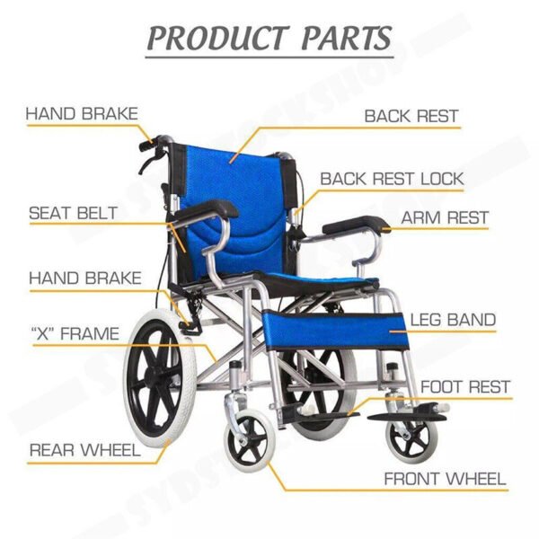 16 Lightweight Foldable Wheelchair Flat-Free Tires Handbrakes | Fitness Equipment Store