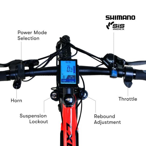 2023 Valk MX7 Electric Bike Medium frame Mountain ebike, Black and Red | Fitness Equipment Store