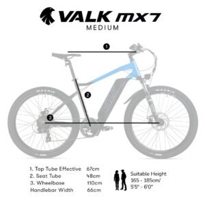 2023 Valk MX7 Electric Bike Medium frame Mountain ebike, Black and Blue | Fitness Equipment Store