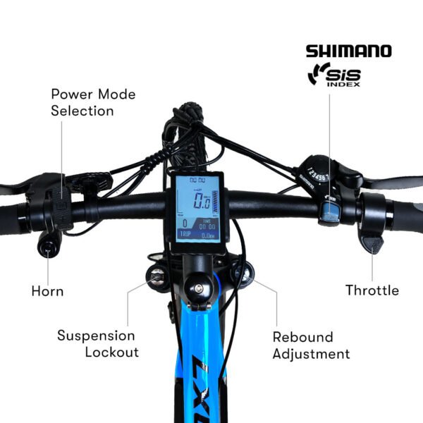 2023 Valk MX7 Electric Bike Medium frame Mountain ebike, Black and Blue | Fitness Equipment Store