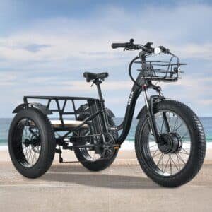 VALK Electric Fat Tyre Tricycle, 500W, Throttle, Hydraulic Disc Brakes, Alloy Frame, Suspension, Black | Fitness Equipment Store