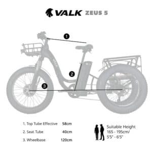VALK Electric Fat Tyre Tricycle, 500W, Throttle, Hydraulic Disc Brakes, Alloy Frame, Suspension, Black | Fitness Equipment Store