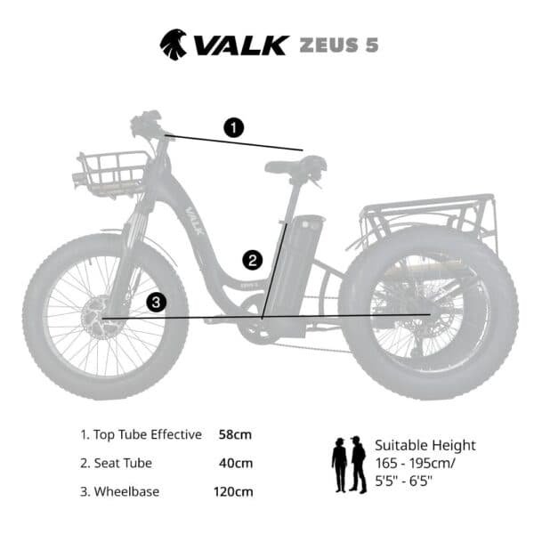 VALK Electric Fat Tyre Tricycle, 500W, Throttle, Hydraulic Disc Brakes, Alloy Frame, Suspension, Black | Fitness Equipment Store