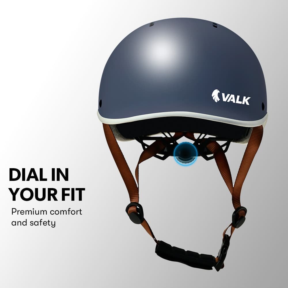 VALK Retro Bike Helmet, 56-61cm S, M, L Universal Dial Fit System, Shadow Navy 5 VALK Retro Bike Helmet, 56-61cm S, M, L Universal Dial Fit System, Shadow Navy - Image 5