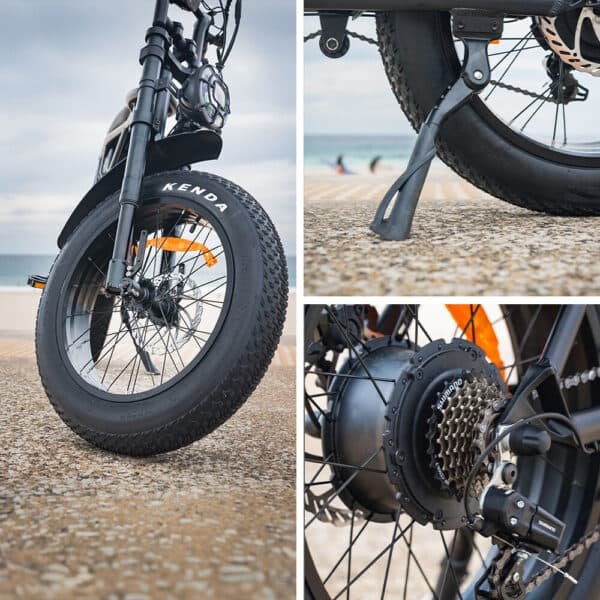 VALK Nomad Electric Fat Tyre Bike, 500W, 45km/hr, Throttle ebike, Disc Brakes, Shimano 7 spd, 20x4" Kenda Tyres, Suspension, Black | Fitness Equipment Store