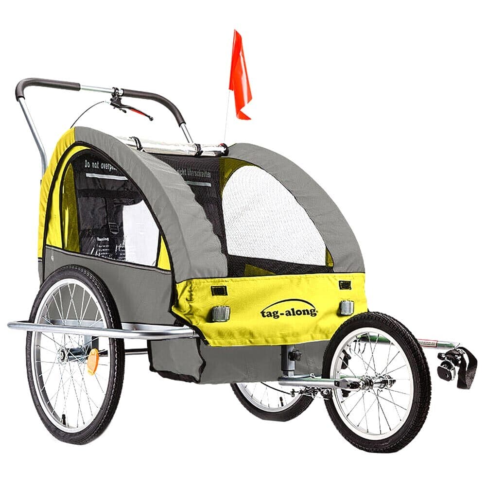 Tag-along Kids Bike Trailer Bicycle Pram Stroller Children Jogger Yellow 1 Tag-along Kids Bike Trailer Bicycle Pram Stroller Children Jogger Yellow