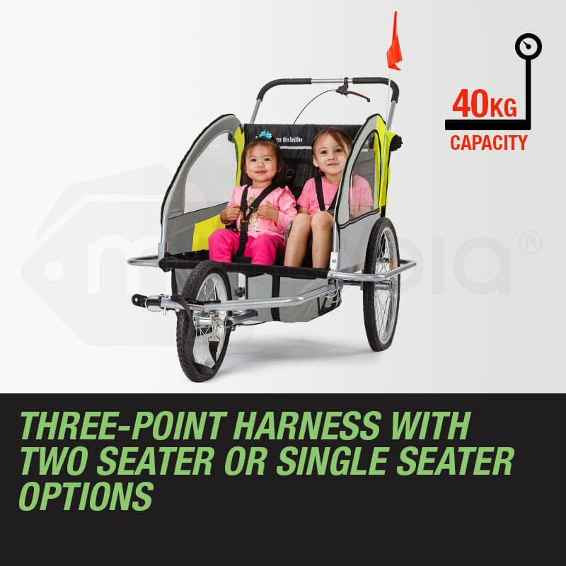 Tag-along Kids Bike Trailer Bicycle Pram Stroller Children Jogger Yellow 5 Tag-along Kids Bike Trailer Bicycle Pram Stroller Children Jogger Yellow - Image 5