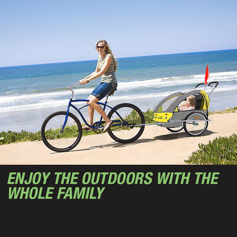 Tag-along Kids Bike Trailer Bicycle Pram Stroller Children Jogger Yellow 9 Tag-along Kids Bike Trailer Bicycle Pram Stroller Children Jogger Yellow - Image 9