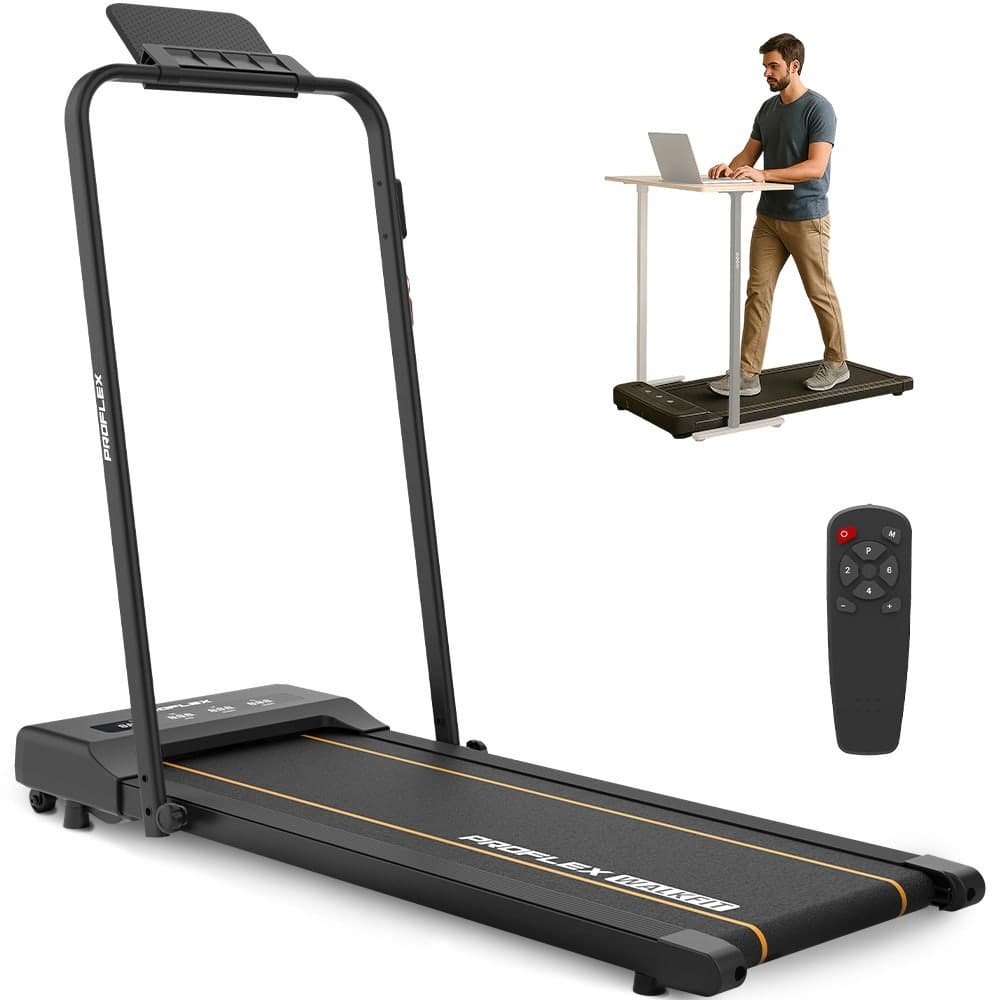 PROFLEX Electric Walking Pad Under Desk Treadmill, Compact Foldable Size, Tablet Holder, LCD Display, Walk or Light Jog 1 PROFLEX Electric Walking Pad Under Desk Treadmill, Compact Foldable Size, Tablet Holder, LCD Display, Walk or Light Jog