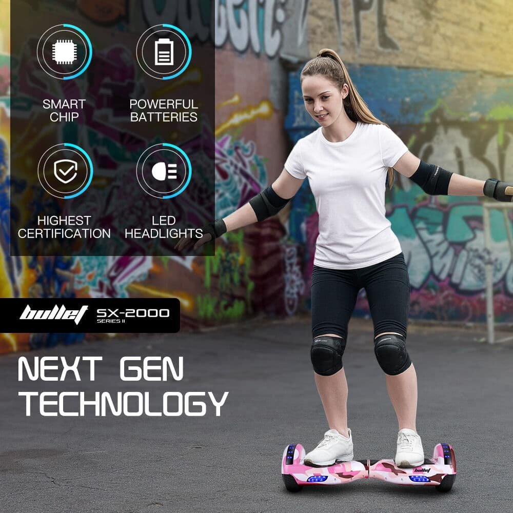 BULLET SX-2000 Hoverboard Scooter, 500W Brushless, Superior Self Balancing System, UL Certified, LED Lights, Pink Camo 4 BULLET SX-2000 Hoverboard Scooter, 500W Brushless, Superior Self Balancing System, UL Certified, LED Lights, Pink Camo - Image 4