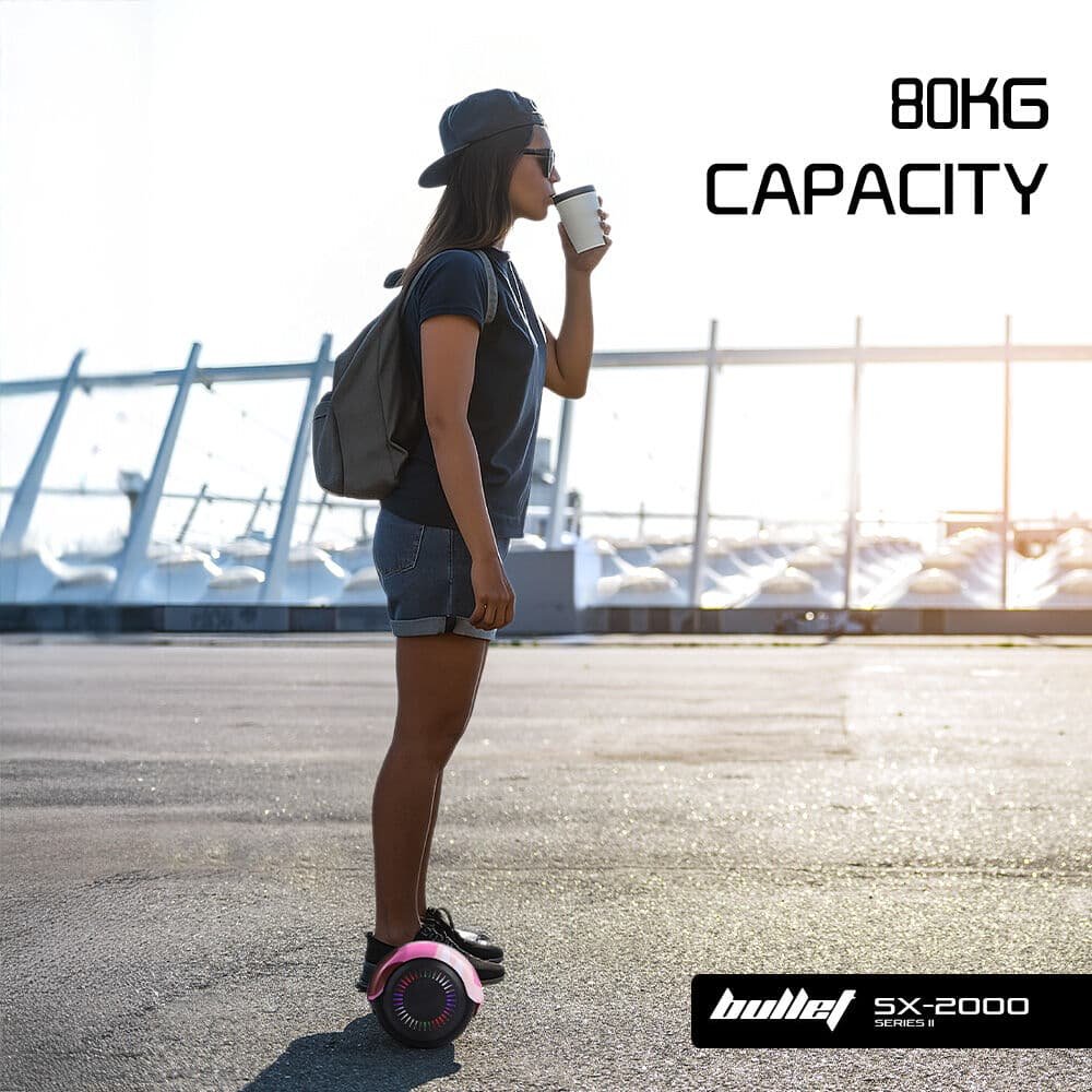 BULLET SX-2000 Hoverboard Scooter, 500W Brushless, Superior Self Balancing System, UL Certified, LED Lights, Pink Camo 8 BULLET SX-2000 Hoverboard Scooter, 500W Brushless, Superior Self Balancing System, UL Certified, LED Lights, Pink Camo - Image 8