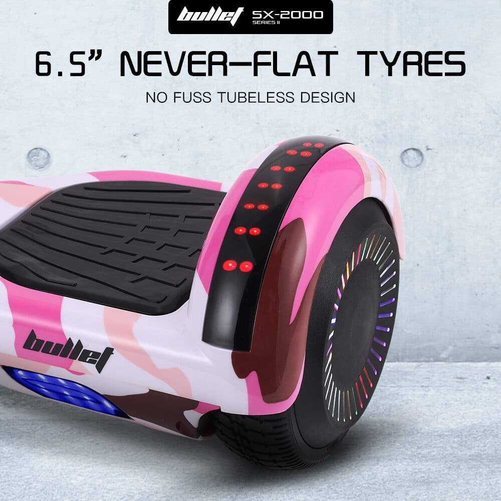 BULLET SX-2000 Hoverboard Scooter, 500W Brushless, Superior Self Balancing System, UL Certified, LED Lights, Pink Camo 9 BULLET SX-2000 Hoverboard Scooter, 500W Brushless, Superior Self Balancing System, UL Certified, LED Lights, Pink Camo - Image 9