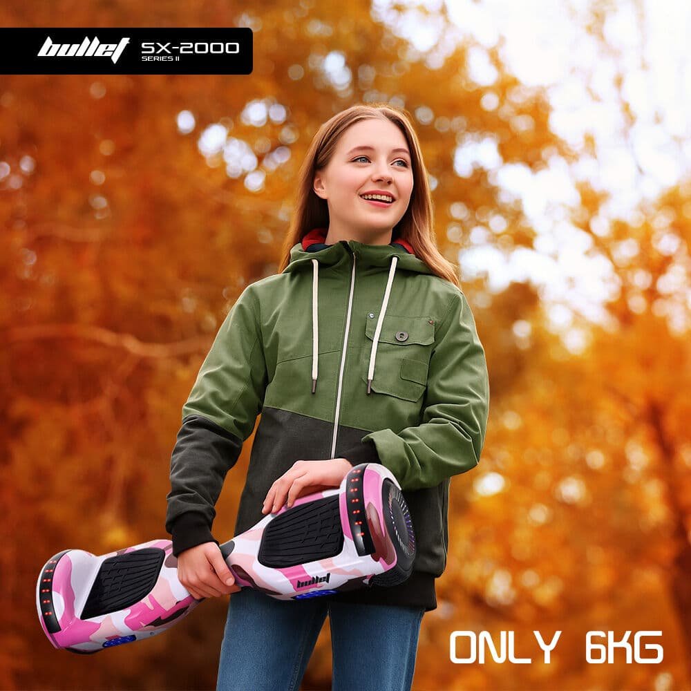 BULLET SX-2000 Hoverboard Scooter, 500W Brushless, Superior Self Balancing System, UL Certified, LED Lights, Pink Camo 12 BULLET SX-2000 Hoverboard Scooter, 500W Brushless, Superior Self Balancing System, UL Certified, LED Lights, Pink Camo - Image 12
