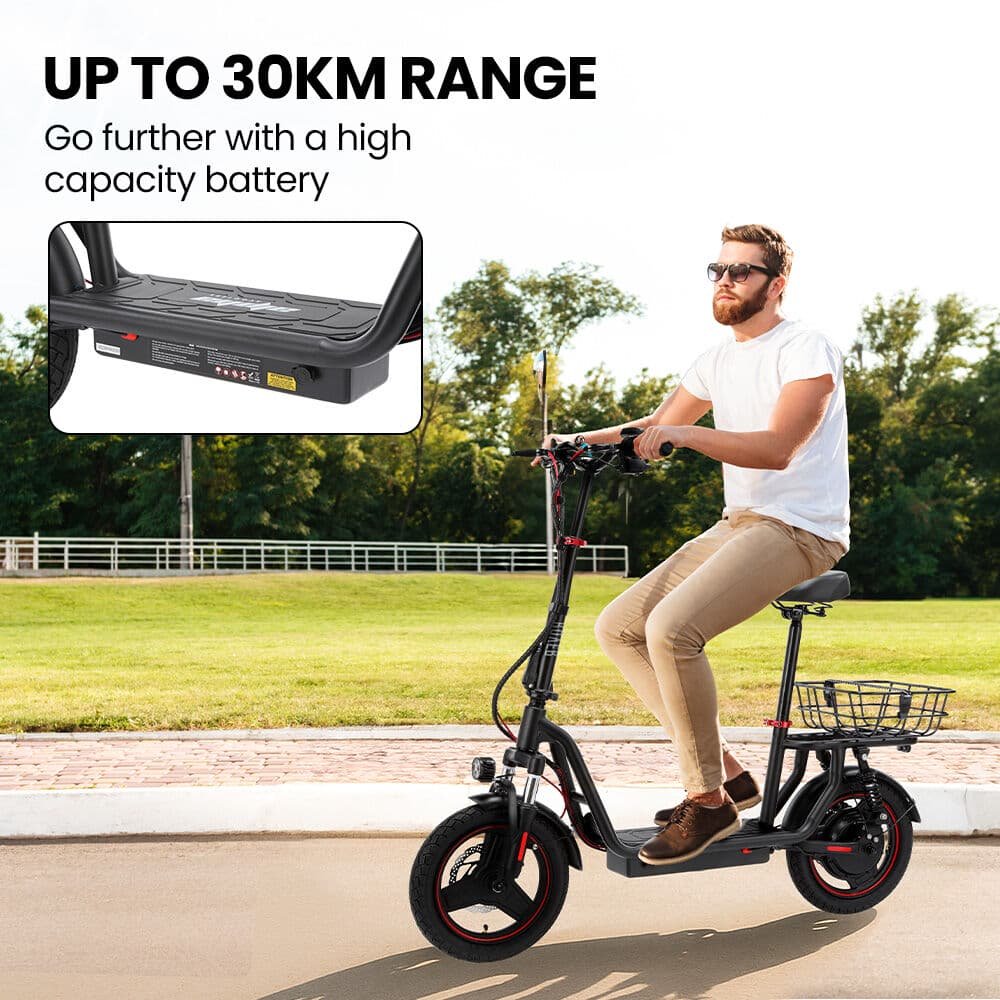 ALPHA Rover Electric Scooter with Seat, 500W 48V 25km/h 30km Range, 14-inch Tyres, Motorised Commuter eScooter for Adults, Black 4 ALPHA Rover Electric Scooter with Seat, 500W 48V 25km/h 30km Range, 14-inch Tyres, Motorised Commuter eScooter for Adults, Black - Image 4