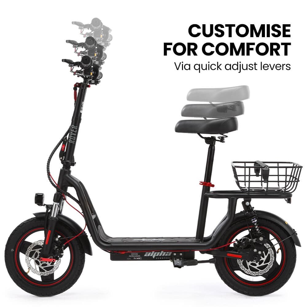 ALPHA Rover Electric Scooter with Seat, 500W 48V 25km/h 30km Range, 14-inch Tyres, Motorised Commuter eScooter for Adults, Black 7 ALPHA Rover Electric Scooter with Seat, 500W 48V 25km/h 30km Range, 14-inch Tyres, Motorised Commuter eScooter for Adults, Black - Image 7