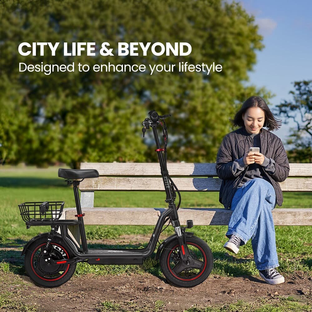 ALPHA Rover Electric Scooter with Seat, 500W 48V 25km/h 30km Range, 14-inch Tyres, Motorised Commuter eScooter for Adults, Black 10 ALPHA Rover Electric Scooter with Seat, 500W 48V 25km/h 30km Range, 14-inch Tyres, Motorised Commuter eScooter for Adults, Black - Image 10