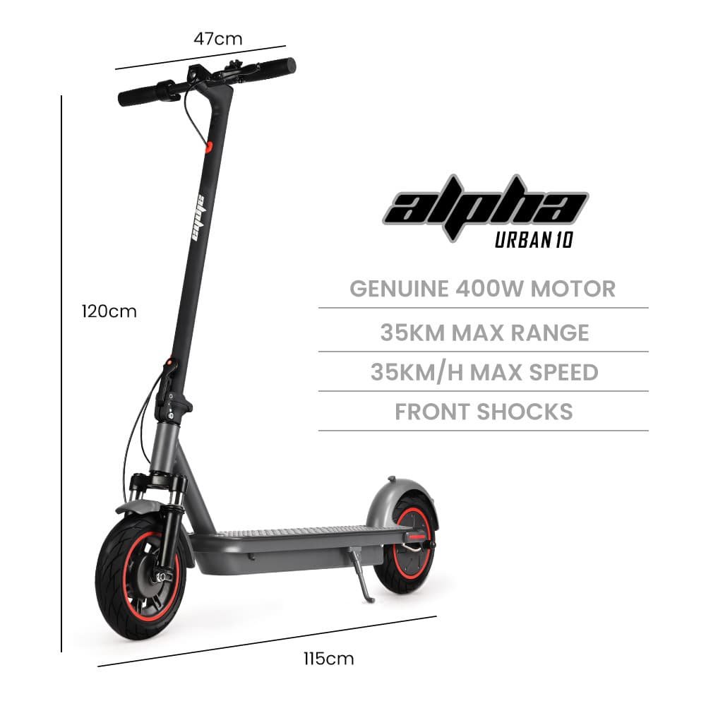 ALPHA Urban 10 Electric Scooter, 35km/h, Suspension, 35km Range, 10-Inch Wheels, Brushless Motor, Free APP, Motorised Commuter eScooter for Adults, Grey 3 ALPHA Urban 10 Electric Scooter, 35km/h, Suspension, 35km Range, 10-Inch Wheels, Brushless Motor, Free APP, Motorised Commuter eScooter for Adults, Grey - Image 3
