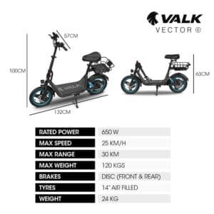 VALK Electric Scooter with Seat, 30km Range, Disc brakes, 14" Tyres, Motorised eScooter for Adults Teens Commuter | Fitness Equipment Store
