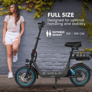 VALK Electric Scooter with Seat, 30km Range, Disc brakes, 14" Tyres, Motorised eScooter for Adults Teens Commuter | Fitness Equipment Store