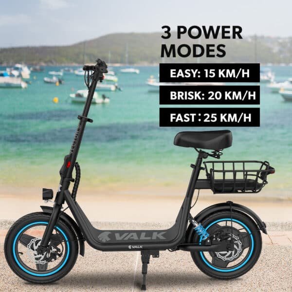 VALK Electric Scooter with Seat, 30km Range, Disc brakes, 14" Tyres, Motorised eScooter for Adults Teens Commuter | Fitness Equipment Store