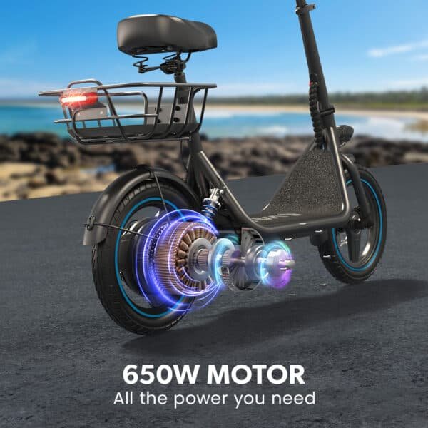 VALK Electric Scooter with Seat, 30km Range, Disc brakes, 14" Tyres, Motorised eScooter for Adults Teens Commuter | Fitness Equipment Store