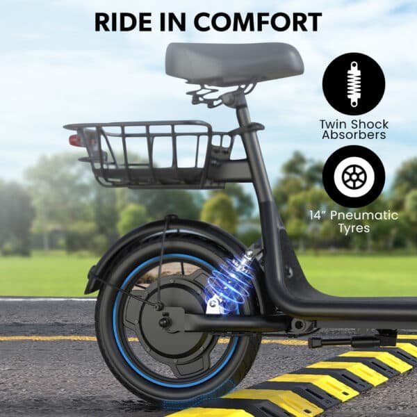 VALK Electric Scooter with Seat, 30km Range, Disc brakes, 14" Tyres, Motorised eScooter for Adults Teens Commuter | Fitness Equipment Store