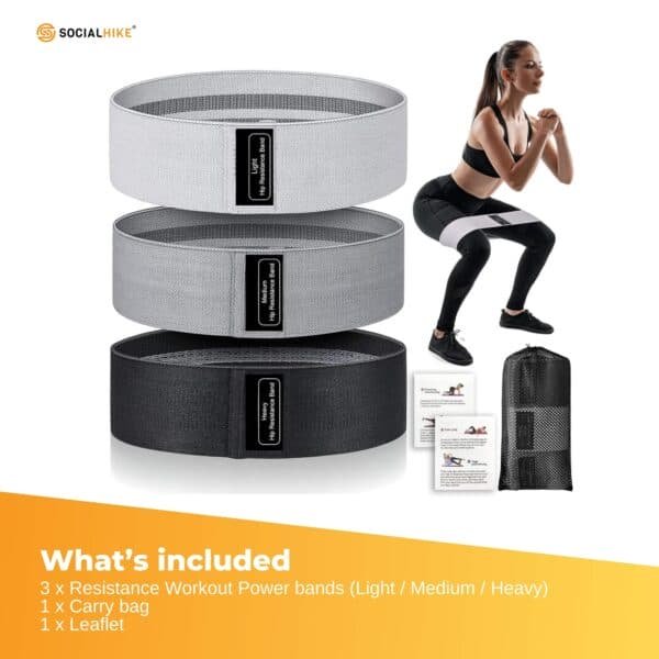 3x Resistance Exercise Hip Bands Set - Stretch Glute Booty Workout Power Loops | Fitness Equipment Store