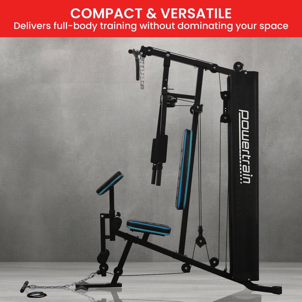 Powertrain JX-300 Multi Station Home Gym 44kg Weight Stack Cable Machine, Curl Pad Leg Extension and Pull-down Bar 6 Powertrain JX-300 Multi Station Home Gym 44kg Weight Stack Cable Machine, Curl Pad Leg Extension and Pull-down Bar - Image 6