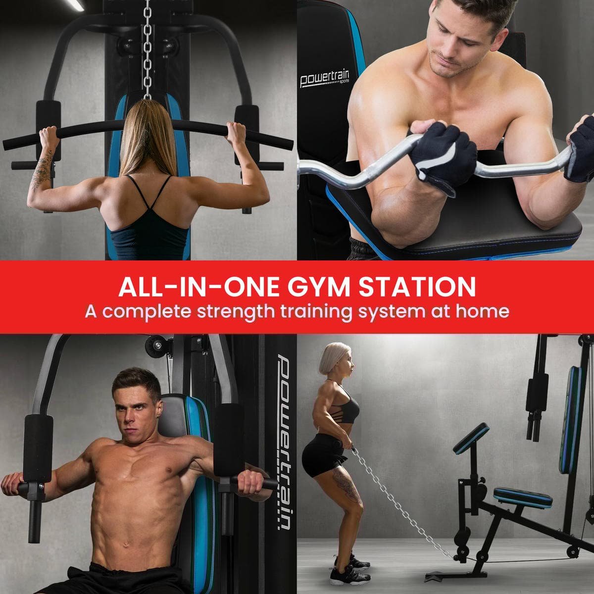 Powertrain JX-300 Multi Station Home Gym 44kg Weight Stack Cable Machine, Curl Pad Leg Extension and Pull-down Bar 7 Powertrain JX-300 Multi Station Home Gym 44kg Weight Stack Cable Machine, Curl Pad Leg Extension and Pull-down Bar - Image 7