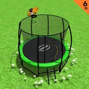 Kahuna 6ft Outdoor Round Green Trampoline With Safety Enclosure And Basketball Hoop Set 2 Kahuna 6ft Outdoor Round Green Trampoline With Safety Enclosure And Basketball Hoop Set | Fitness Equipment Store
