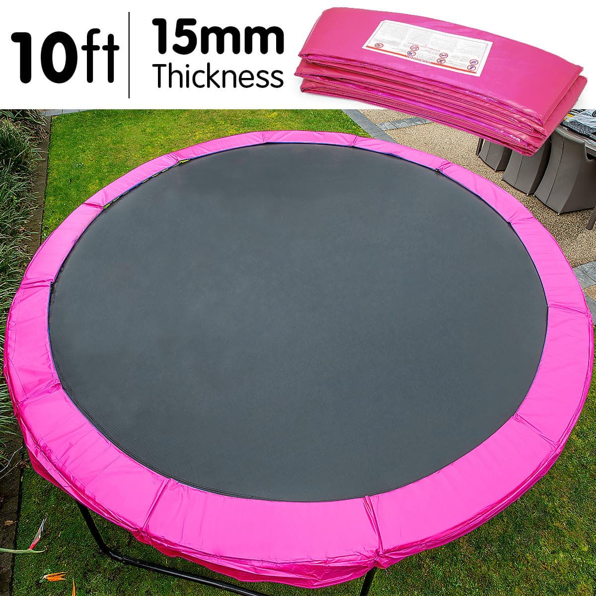 Kahuna 10ft Trampoline Replacement Pad Round - Pink 3 Kahuna 10ft Trampoline Replacement Pad Round - Pink - Image 3