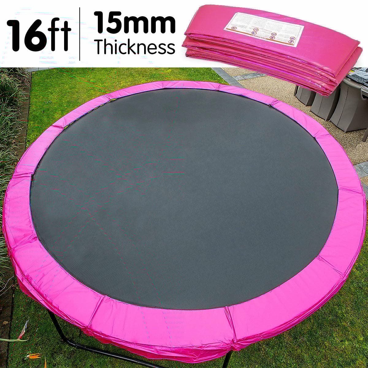 Kahuna 16ft Trampoline Replacement Pad Round - Pink 3 Kahuna 16ft Trampoline Replacement Pad Round - Pink - Image 3
