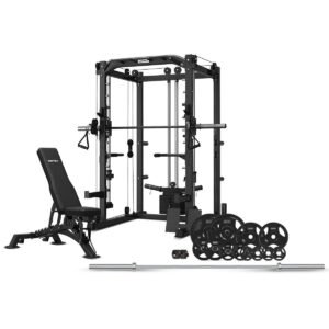 CORTEX SM-20 6-in-1 Power Rack with Smith & Cable Machine + BN-9 Bench + 100kg Olympic Tri-Grip Weight Plate & Barbell Package | Fitness Equipment Store