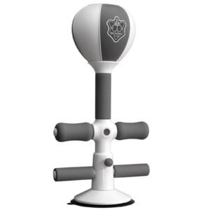 Adjustable 2-In-1 Sit-Up Boxing Ball Stand With Punching Bag - Gray / White | Fitness Equipment Store