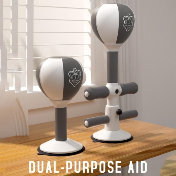 Adjustable 2-In-1 Sit-Up Boxing Ball Stand With Punching Bag - Gray / White | Fitness Equipment Store