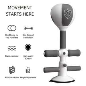 Adjustable 2-In-1 Sit-Up Boxing Ball Stand With Punching Bag - Gray / White | Fitness Equipment Store