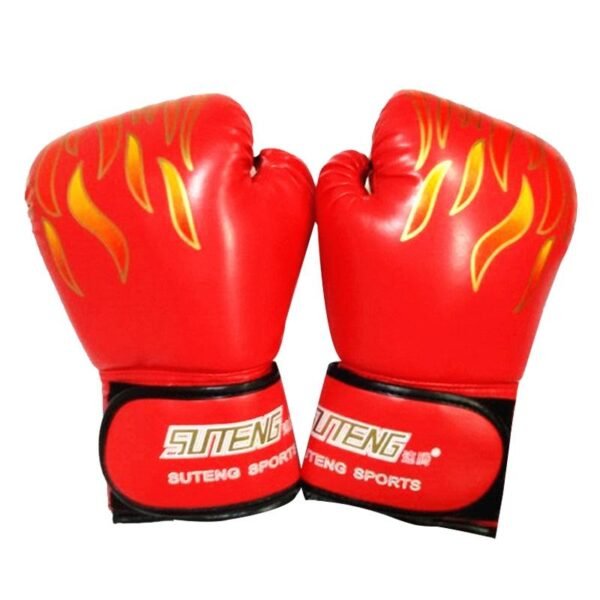 Adult Flame Pattern Pu Leather Boxing Gloves - Fitness - Black | Fitness Equipment Store