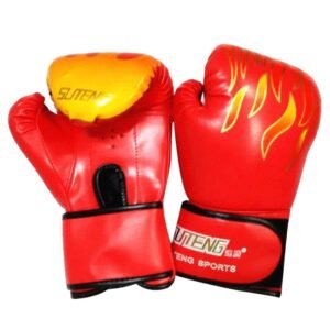 Adult Flame Pattern Pu Leather Boxing Gloves - Fitness - Black | Fitness Equipment Store