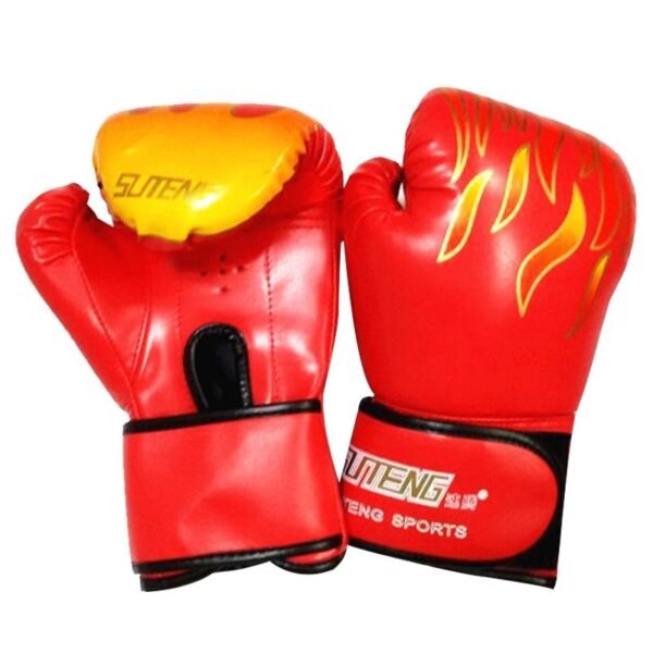 Adult Flame Pattern Pu Leather Boxing Gloves - Fitness - Black | Fitness Equipment Store