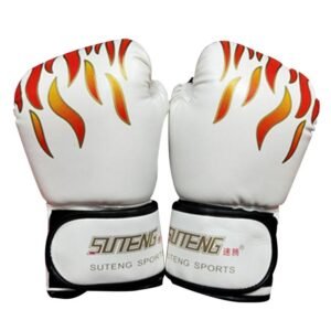 Adult Flame Pattern Pu Leather Boxing Gloves - Fitness - Black | Fitness Equipment Store