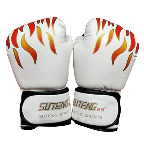 Adult Flame Pattern Pu Leather Boxing Gloves - Fitness - Black | Fitness Equipment Store