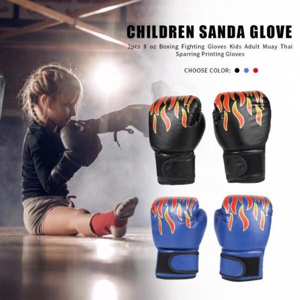 Adult Flame Pattern Pu Leather Boxing Gloves - Fitness - Black | Fitness Equipment Store