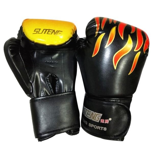 Adult Flame Pattern Pu Leather Boxing Gloves - Fitness - Black | Fitness Equipment Store