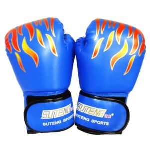 Adult Flame Pattern Pu Leather Boxing Gloves - Fitness - Black | Fitness Equipment Store