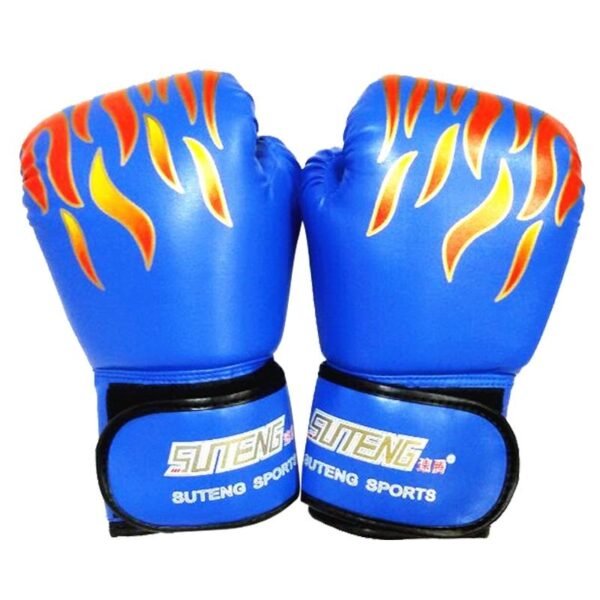 Adult Flame Pattern Pu Leather Boxing Gloves - Fitness - Black | Fitness Equipment Store