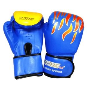 Adult Flame Pattern Pu Leather Boxing Gloves - Fitness - Black | Fitness Equipment Store