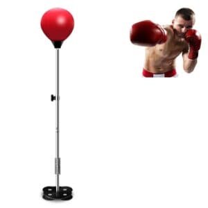 Adjustable Vertical Leather Speed Ball For Family Fitness - Red