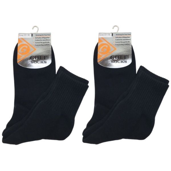 2 Pairs GOLF SOCKS Crew Quarter Plain Sock Sports Cotton Casual Cushion Foot - - | Fitness Equipment Store